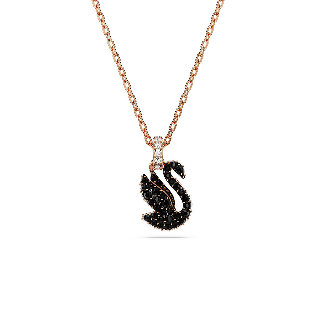 Swarovski Swarovski Iconic Swan pendant, Swan, Small, Black, Rose gold-tone plated
